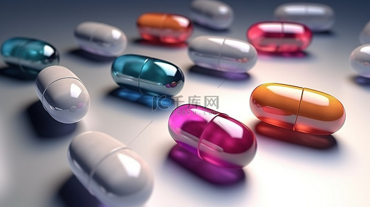 瘾背景图片_用于成瘾治疗的药丸泡罩包的 3d 插图