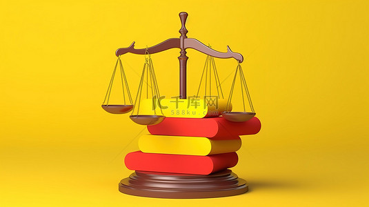 哥伦比亚法律体系的 3D 渲染，提供有效的信息图表和社交媒体内容