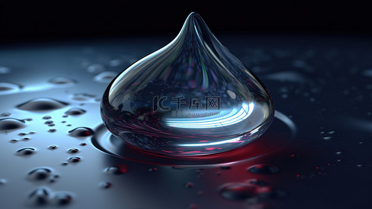 计算机生成的 3D 水滴是具有透明元素和景深的抽象创作