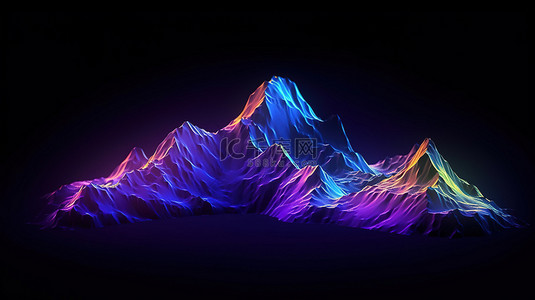 低聚暗美学中高山的紫外线 3D 插图