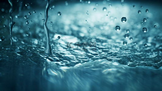 透明水泡背景图片_水滴水流水珠蓝色背景