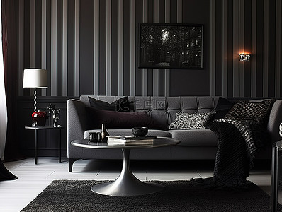 如果您喜欢在家中使用黑色和灰色，灰色墙壁客厅创意照片灵感