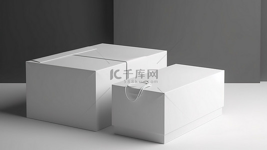 纸箱打包背景图片_3d 渲染中的白盒包装模型