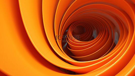 具有体积的充满活力的橙色螺旋的 3D 渲染