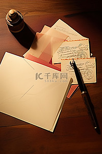 写信背景图片_信封墨水和一封公开的手写信
