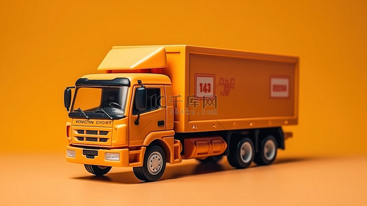 背景设计与 3D 渲染送货卡车的优质照片