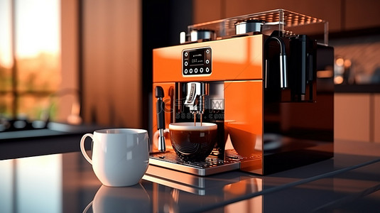 家庭环境背景图片_可视化家庭环境中的自动咖啡机