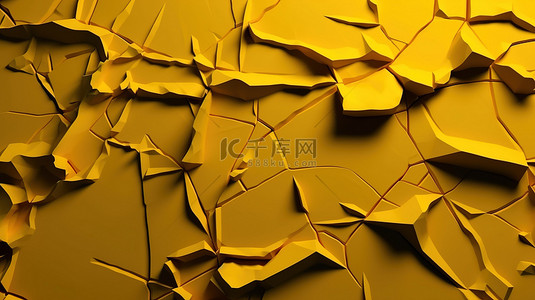 抽象裂缝背景图片_使用带有裂缝的令人惊叹的 3D 黄色抽象背景设计您的下一个项目