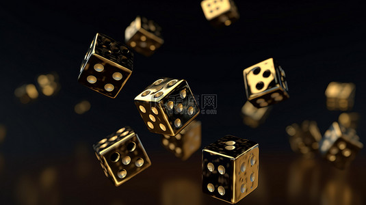 飞行的背景图片_在黑暗背景上飞行的黑色游戏骰子立方体以 3D 方式说明赌场赌博概念