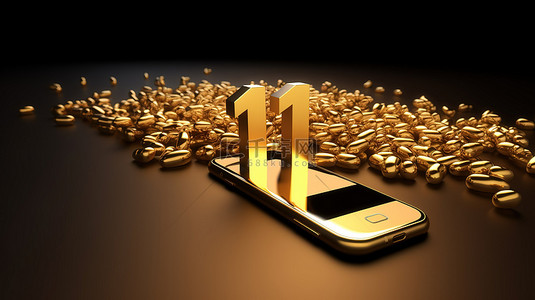 支持者背景图片_智能手机 1k 黄金数字以 3d 形式庆祝我们的社交媒体支持者