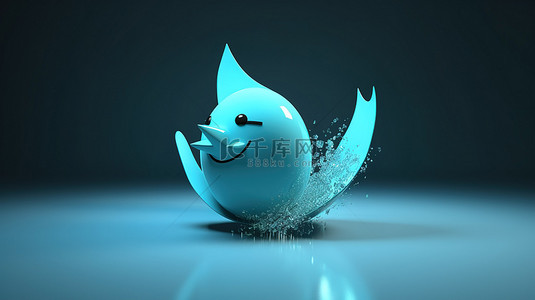 商业媒体背景图片_社交媒体应用程序标志性 Twitter 徽标的 3D 渲染