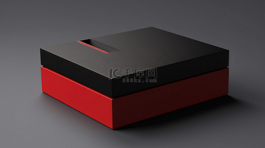 用于包装 3D 渲染的企业品牌栗色和黑色滑动抽屉纸板箱模型