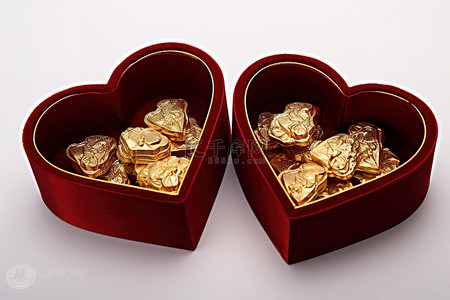 两盒装有金色糖果，其中一盒装满金片