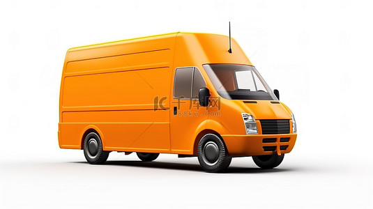 白色背景空白车身商用货车的城市交通插图，适用于小型负载，非常适合橙色品牌