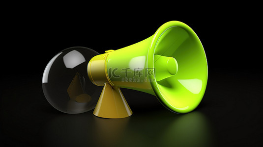 用于商业设计的扩音器和语音气泡图标的 3D 渲染