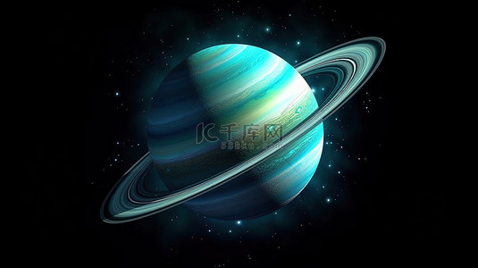 西柚色星空背景图片_天王星漂浮在太空中的 3d 插图
