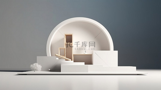 简单的 3D 艺术品抽象建筑设计与 3D 渲染