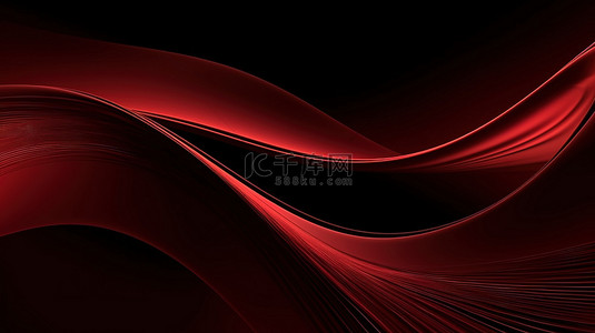 3d 渲染背景上的深红色曲线