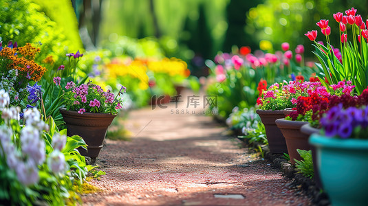 鲜花背景素材背景图片_春天感觉的公园鲜花盛花背景素材