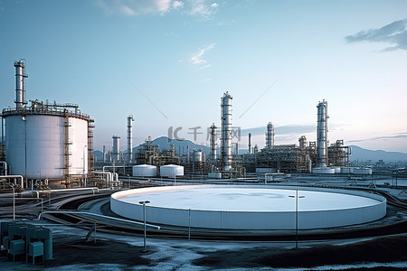 产业园区背景图片_炼油厂的储罐靠近道路