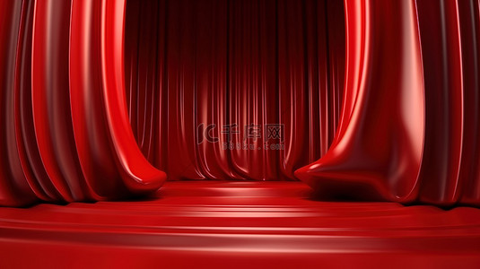 红色窗帘框架抽象舞台背景的 3d 渲染