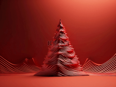 新年挂件背景图片_抽象线条圣诞树新年节日广告背景