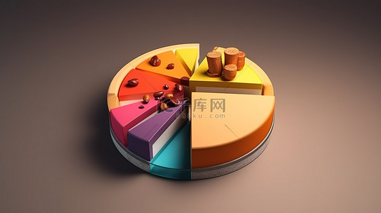 商业主题饼图插图的 3d 模型