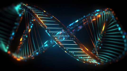 医疗科技元素背景图片_具有抽象背景的科学模板的未来 DNA 概念 3D 插图