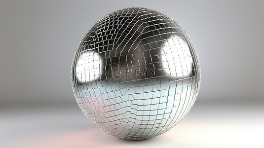 金属光泽背景图片_闪闪发光的迪斯科球 3d 渲染，带有金属光泽和反射设置在白色背景下