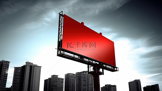 红色水平背景图片_3D 插图红色广告牌海报有效广告