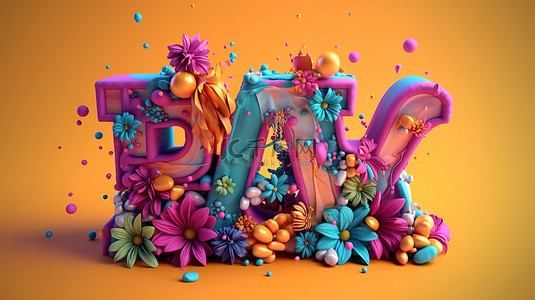 生日壁纸背景图片_充满活力的生日祝福旋转粒子和令人惊叹的 3D 渲染中的抽象设计