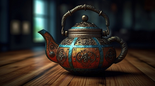 强国复兴背景图片_复兴的复古茶壶 3D 建模杰作