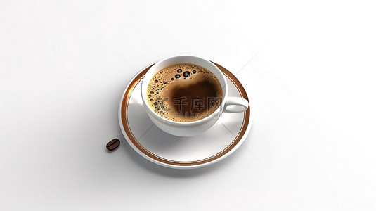 白色背景咖啡杯 3D 渲染图形