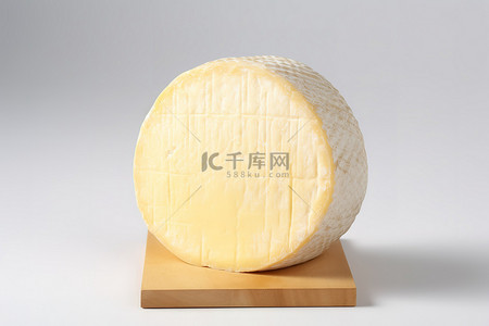 浅色表面上的一块圆形奶酪