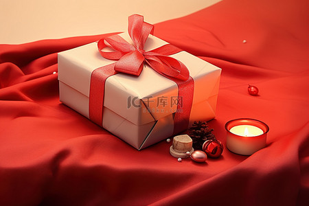 高女人背景图片_用红色包装纸照片为女人包装礼物