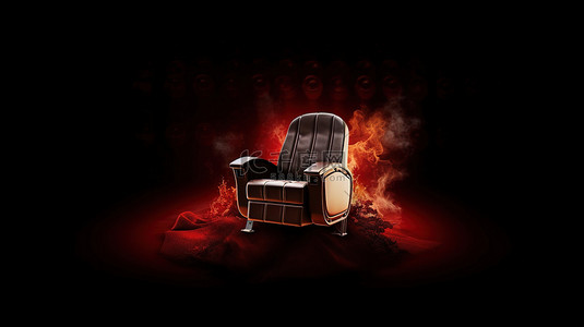 电影氛围令人惊叹的背景与舒适的剧院座椅 3D 渲染