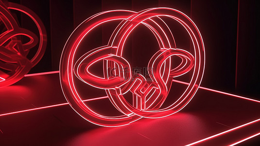 红色食客俱乐部财务图标的 3D 渲染，其轮廓完美适合商业符号