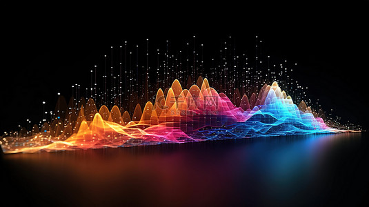 音乐中背景图片_用于音乐传输的抽象波形中声音粒子均衡器的三维渲染