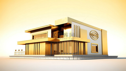 车库出售背景图片_令人惊叹的 3D 渲染豪华黄金住宅可供出售