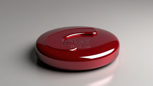 问号按钮背景图片_带有问号的孤立红色按钮的充满活力的 3D 插图渲染