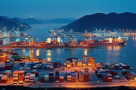 香港路灯背景图片_香港集装箱港口 巴基斯坦 巴基斯坦 韩国
