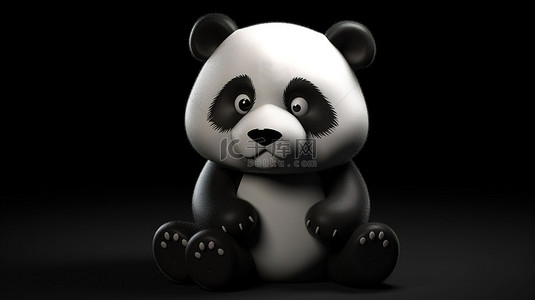 可爱的熊猫通过 3D 渲染栩栩如生
