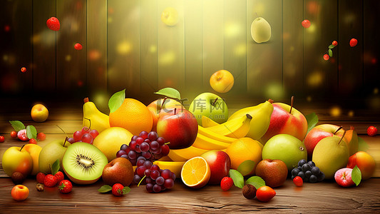 果汁立体背景图片_食物水果零食猕猴桃