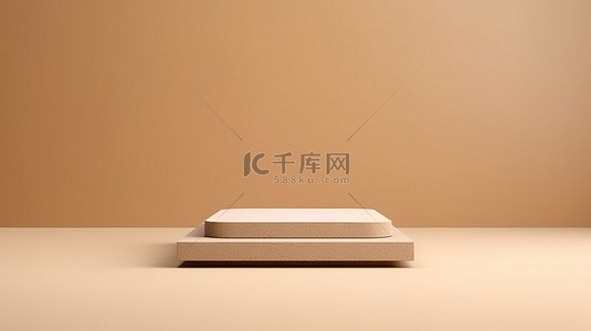 寿司包装盒样机背景图片_米色背景的真实 3D 渲染，带有用于产品包装演示的独立空讲台