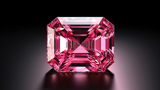3d 渲染中的辐射方形粉红色电气石宝石