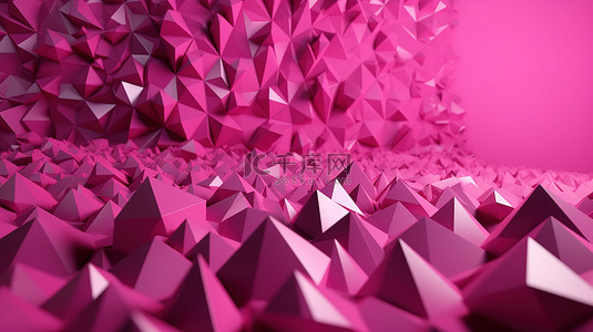 抽象多边形三角背景图片_3d 中的粉红色三角形抽象背景