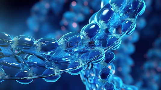 细菌蓝色背景图片_用于分子生物学和医学研究的 3D 蓝色细胞的再现