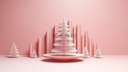 新年场景插画背景图片_简约的圣诞树节日优雅的 3D 渲染