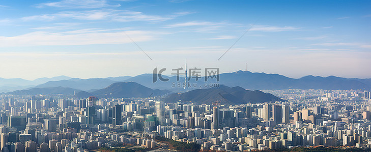 首尔天际线背景图片_首尔天际线的鸟瞰图