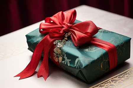 礼品包装纸背景图片_礼品包装纸和丝带上系有图案